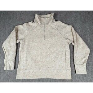 Nike 1/4 Zip Training Therma Logo Knit Sweatshirt Womens Size M Ivory DA1457-141